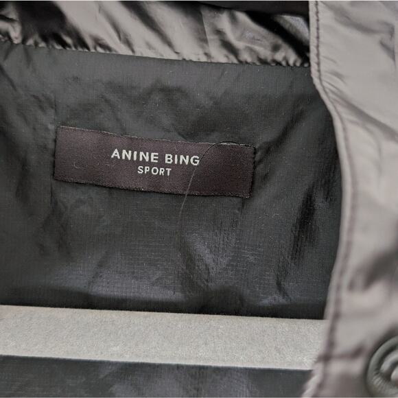 ANINE BING Gigi Black Shiny Glossy Sport Packable Windbreaker Jacket, size S - Picture 5 of 8